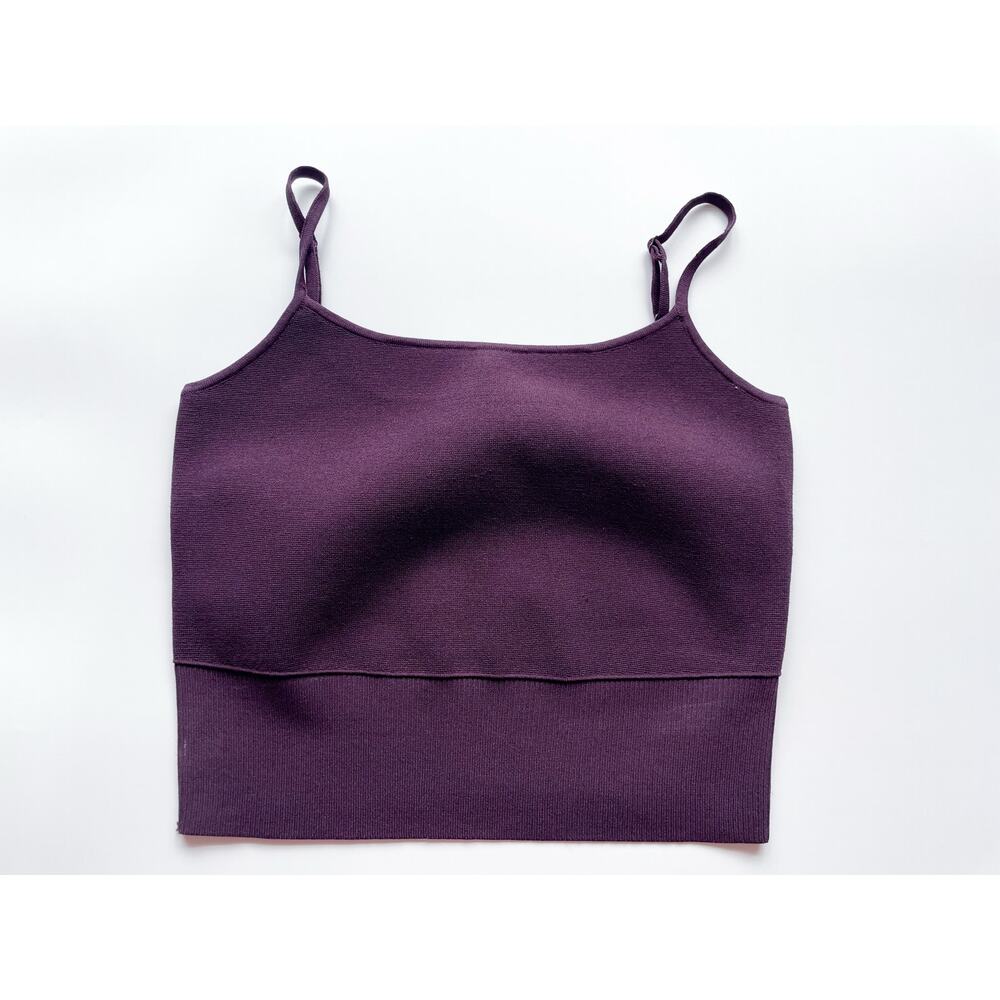 Express Ribbed Sweater Cami Tank Top Spaghetti Strap Square Neck Dark Purple M